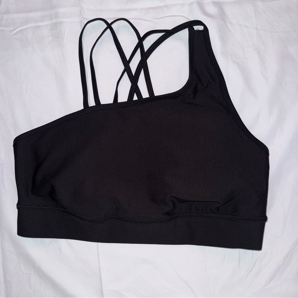 Tek Gear Black Strappy‎ One-Shoulder Sports Bra Womens Size XL W22